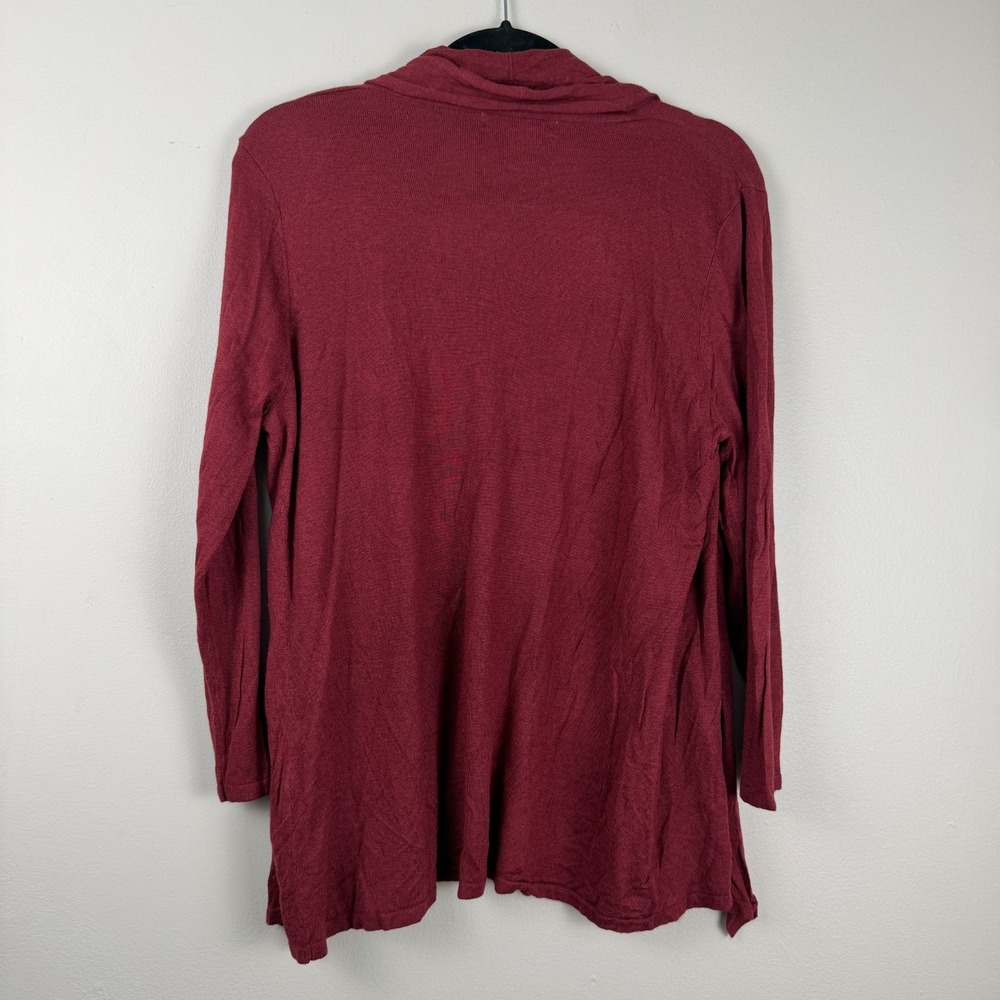 August Silk Cardigan Sweater Women's Large Maroon Long Sleeve Knitted Open Front - Picture 10 of 14